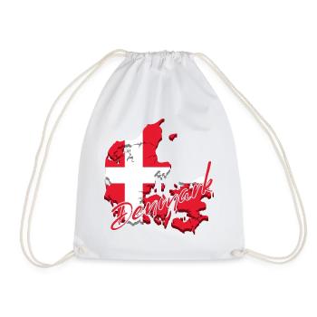 Map with the flag of Denmark, I love Denmark - Drawstring Bag - white - Front