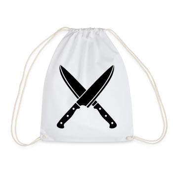 Silhouette des couteaux de chef croisés - Sac de sport léger - blanc - Devant