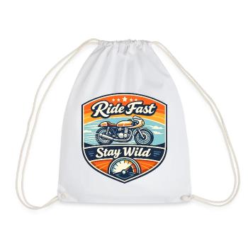 Ride Fast Stay Wild Motorrad Badge - Turnbeutel - Weiß - Vorne