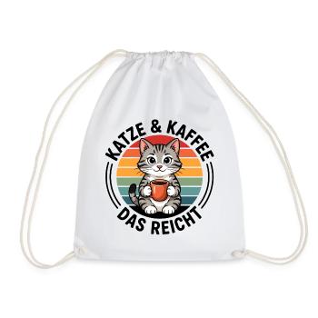 Katze und Kaffee das reicht - Turnbeutel - Weiß - Vorne