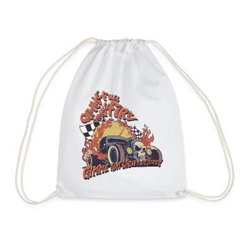 Flammen Hot Rod Schädel Design - Turnbeutel - Weiß - Vorne