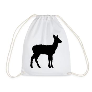 Deer Silhouette Hunter Hunting Club Forester Forest - Drawstring Bag - white - Front