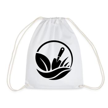 Gardener Shovel Plants Garden Motif - Drawstring Bag - white - Front