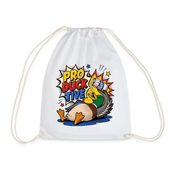 Ducks, Beer Drinking, Beer Lover, Pro-duck-tive - Drawstring Bag - white - Front