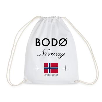 Bodø Norwegen Koordinaten Reise Souvenir - Turnbeutel - Weiß - Vorne