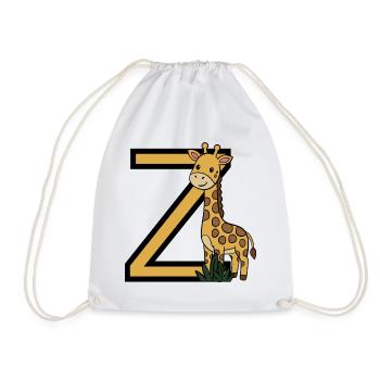 Giraffe Buchstabe  Z - Turnbeutel - Weiß - Vorne