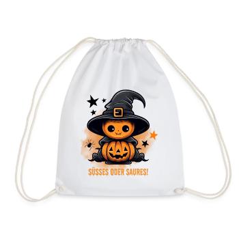 Süßes Oder Saures Halloween Kürbis Geschenk - Turnbeutel - Weiß - Vorne