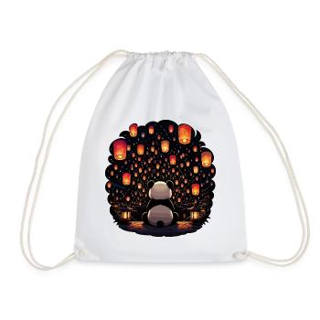 Panda Lantern Festival in the Moonlight - Drawstring Bag - white - Front