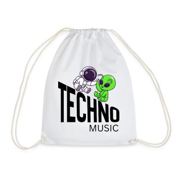 Cosmic Buddy: Astronaut & Alien - Drawstring Bag - white - Front