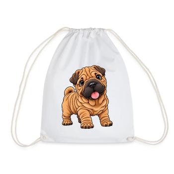 Shar Pei Kawaii Style – Süßer Faltenhund - Turnbeutel - Weiß - Vorne