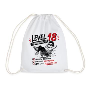 Level 18 Freigeschaltet Volljährig Geburtstag - Turnbeutel - Weiß - Vorne