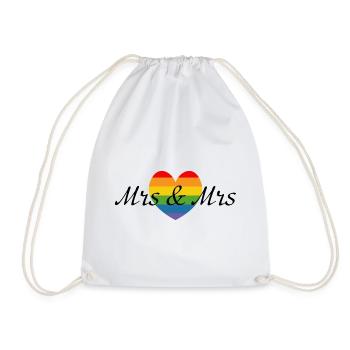 Mrs and Mrs Regenbogenherz LGBT lgbtqi queer - Turnbeutel - Weiß - Vorne