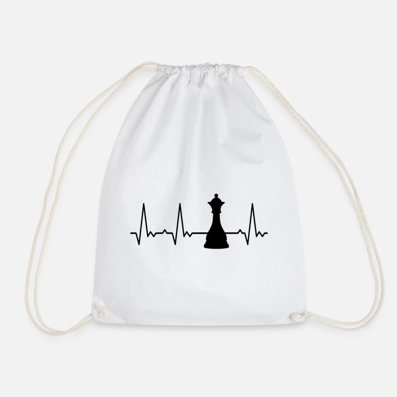 Heartbeat Queen Chess - Drawstring Bag - white