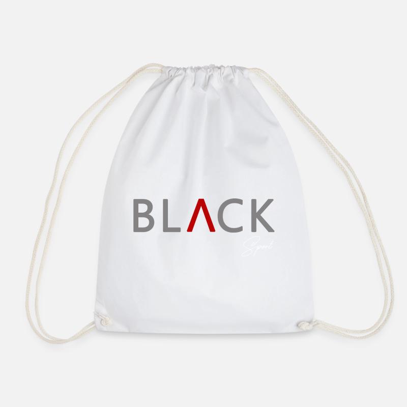 BLACK with Sport Style - Drawstring Bag - white