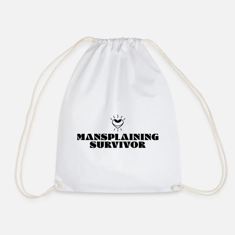 Mansplaining Survivor - Drawstring Bag - white