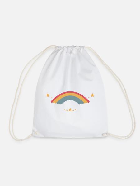Pastellregenbogen mit Sternen - Turnbeutel - Weiß