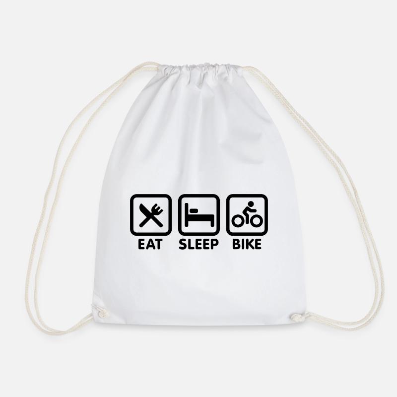 Eat sleep bike - Drawstring Bag - white
