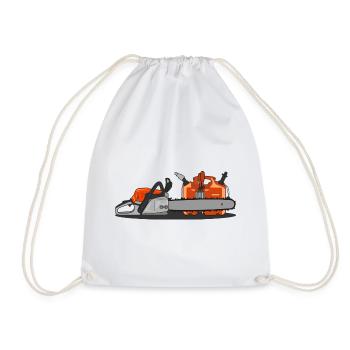 Tronçonneuse et bidon - Sac de sport léger - blanc - Devant