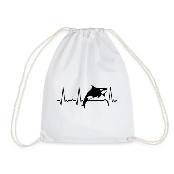Heartbeat Orca - Drawstring Bag - white - Front