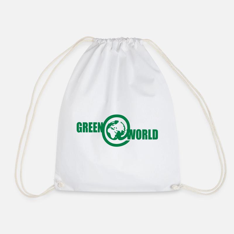 Green @ World - Drawstring Bag - white