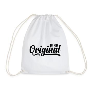 1986 birthday 39 years old, retro 1986 - Drawstring Bag - white - Front