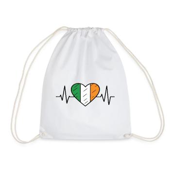 Irland Flagge Heartbeat Line Irish Pride Design - Turnbeutel - Weiß - Vorne