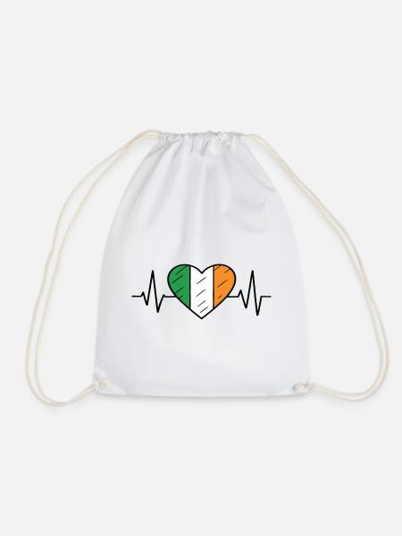 Irland Flagge Heartbeat Line Irish Pride Design - Turnbeutel - Weiß