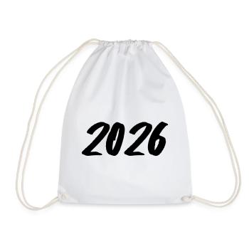Jahreszahl 2026 Pinselstrich - Turnbeutel - Weiß - Vorne