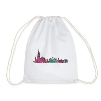 Murcia City Skyline Cathedral Modern Line Art - Drawstring Bag - white - Front