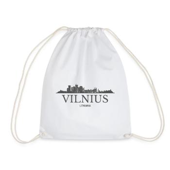 Vilnius Lithuania, Vilnius skyline - Drawstring Bag - white - Front