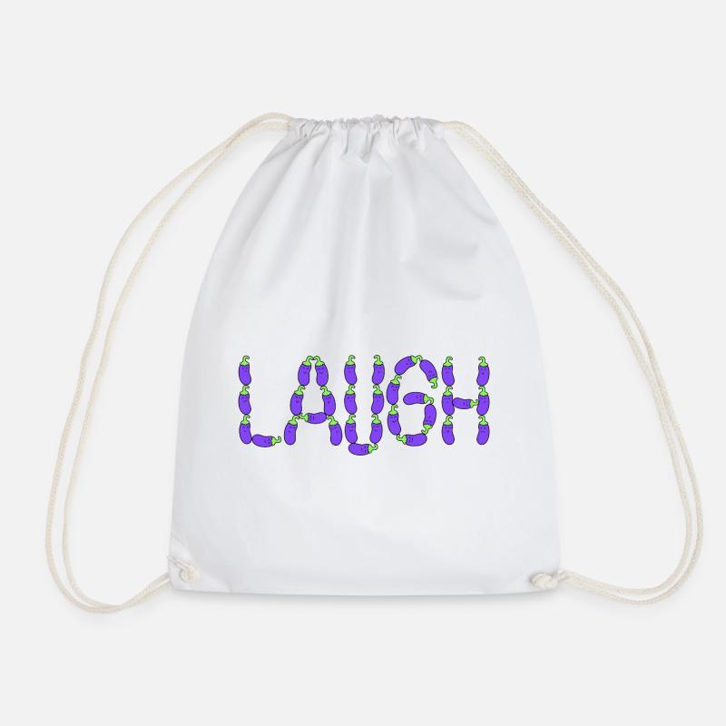 Eggplant laugh - Drawstring Bag - white