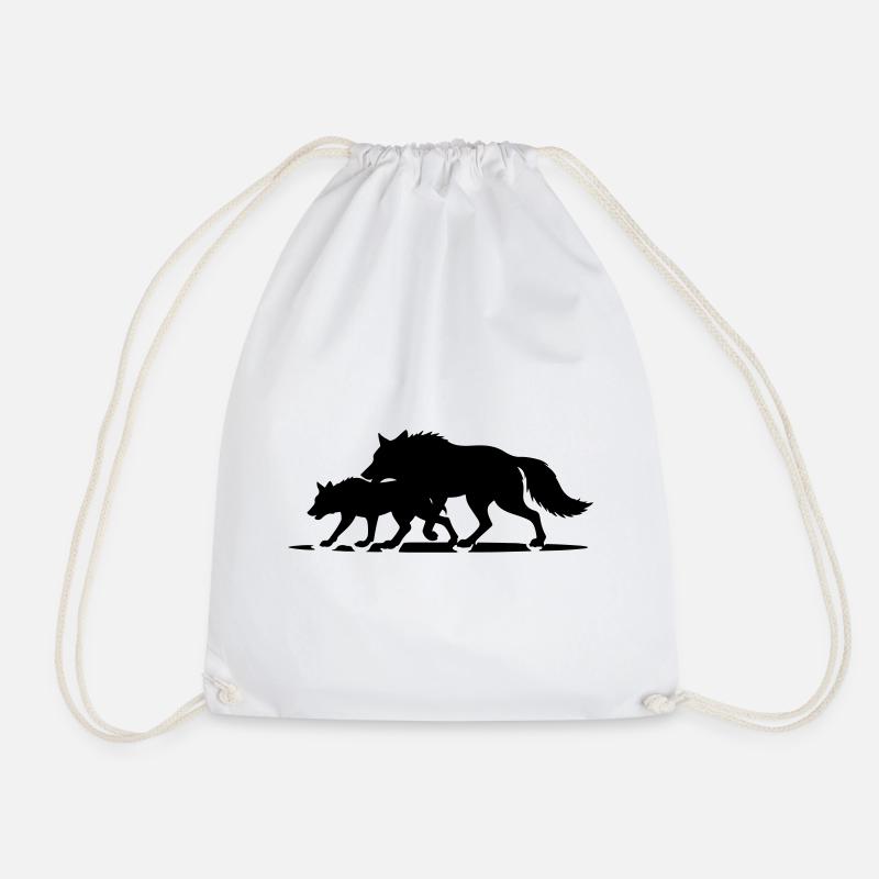 T-shirt Loups Meute - Wolf Pack Strength - Drawstring Bag - white