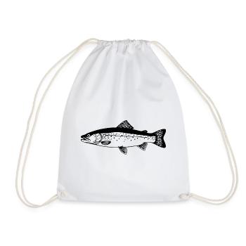 Forellen Angler Geschenk Idee Fliegenfischen - Turnbeutel - Weiß - Vorne
