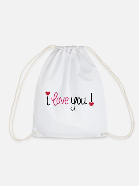 Valentine's Day I Love You Hearts - Drawstring Bag - white