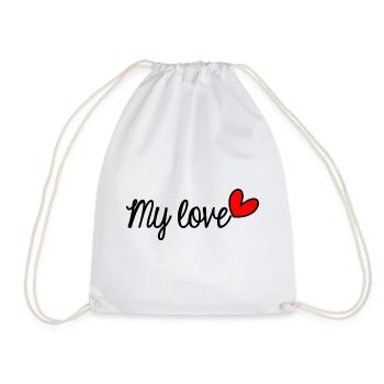 HEART. HEARTS. VALENTINE'S DAY. LOVE. LOVE. COUPLE. - Drawstring Bag - white - Front