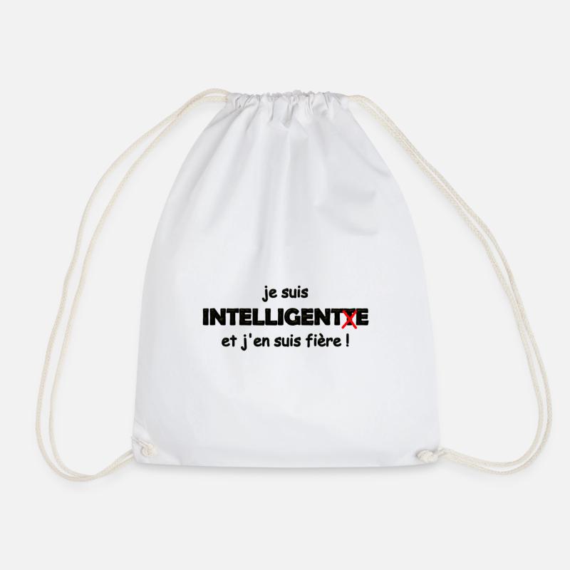 Proud to be smart - Drawstring Bag - white