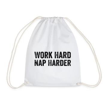 Work hard, Nap harder - Drawstring Bag - white - Front