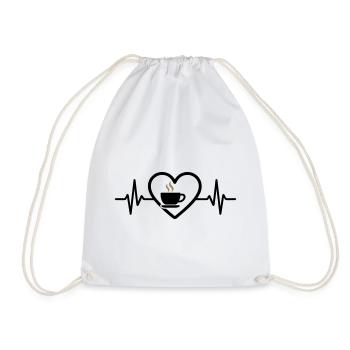 Coffee Heart Cup Hot Drink Break - Drawstring Bag - white - Front