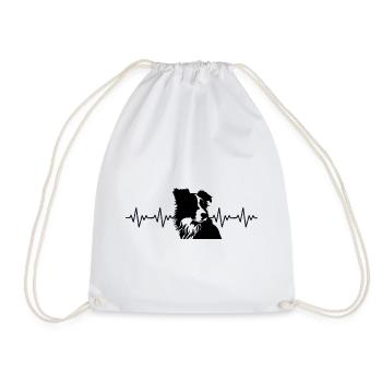 Battement de cœur ECG Border Collie - Sac de sport léger - blanc - Devant