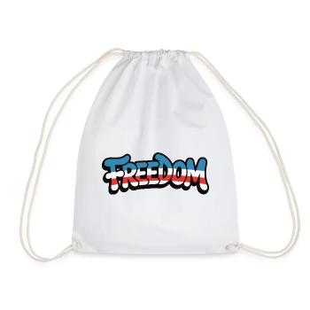 Freedom Typography Statement Design - Drawstring Bag - white - Front