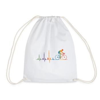 Cyclist Heartbeat ECG Colorful racing cyclist - Drawstring Bag - white - Front