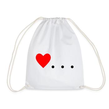 Heart with Three Dots – Symbol Design - Drawstring Bag - white - Front