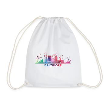 Baltimorean Watercolor Skyline Baltimore - Drawstring Bag - white - Front