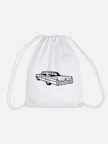 Cadillac vector - vintage - Drawstring Bag - white