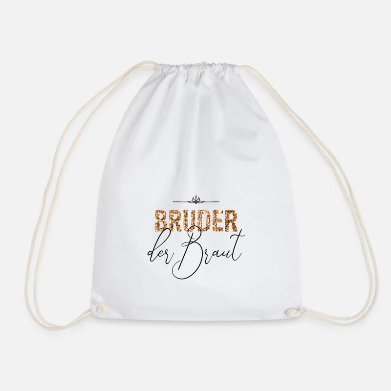 Bruder der Braut JGA Hochzeit Geschenk Glitzer - Turnbeutel - Weiß