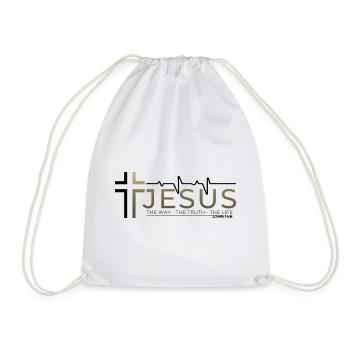 Jesus Christ Bible Verse Way Truth Life Christian - Drawstring Bag - white - Front