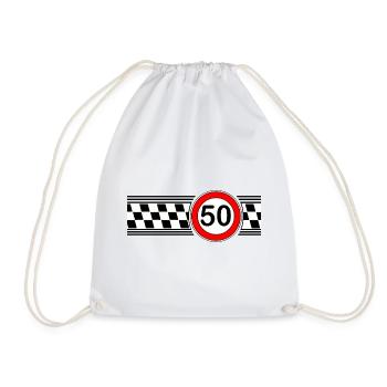 50er Race Karo Motiv Shirt - Turnbeutel - Weiß - Vorne