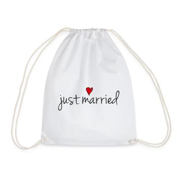 Red Heart Animated Wedding Tilt Design - Drawstring Bag - white - Front