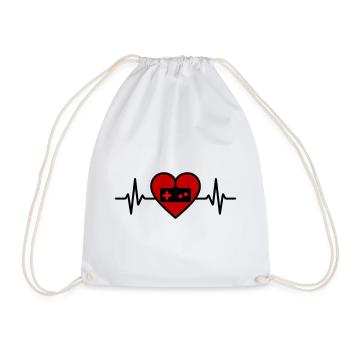 Gamer heart and pixelated love - Drawstring Bag - white - Front
