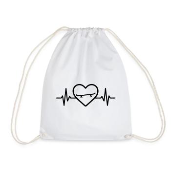 Skateboard Heart Sport - Drawstring Bag - white - Front